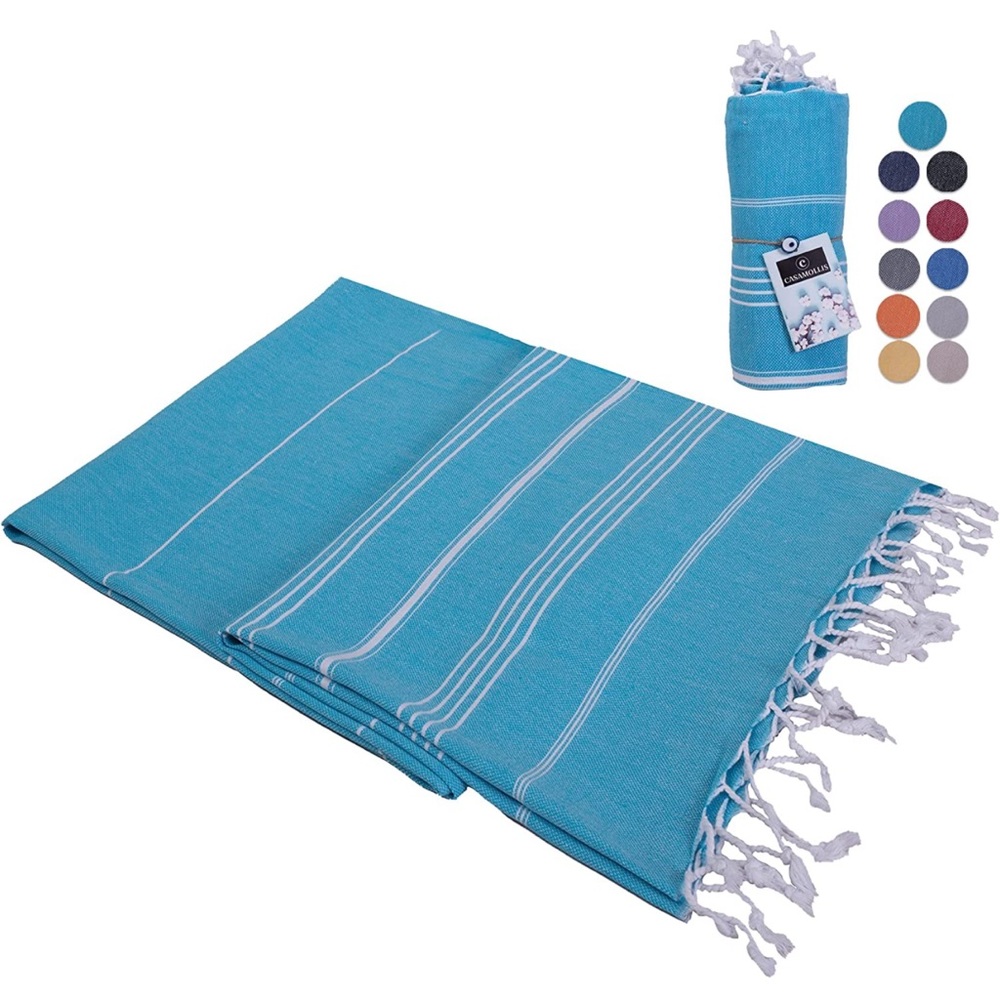 39x71 Turkish Beach Towel, Prewashed, 100% Cotton, Soft, Absorbent, Quick Dry